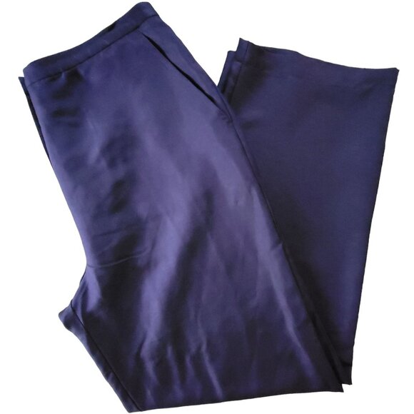 Eileen Fisher Womens Silk Wool Blend Pants M Purple Workwear Lightweight - Picture 3 of 16